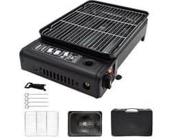 Draagbare cassettegrill - Campingbarbecueset met grillrooster en gasbrander