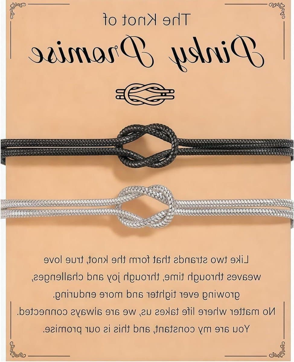 Arm banden voor koppels, matching armbanden met liefdesband voor Valentijnsdag en Kerstmis. Perfect cadeau idee. — afbeelding 1