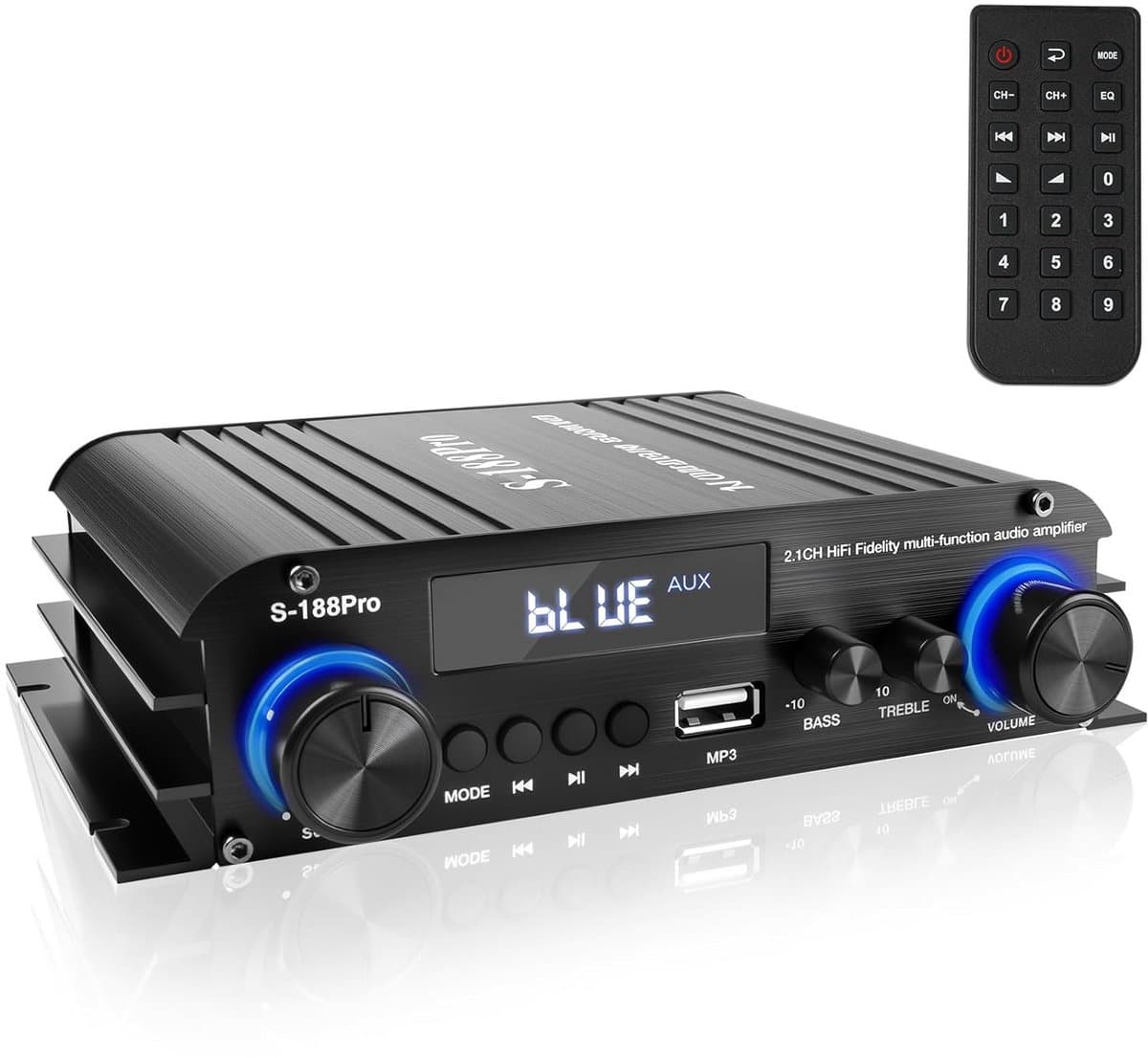 Krachtige 2.1 Kanaals Stereo Audio Eindversterker met Bluetooth 5.0 en Subwoofer Uitgang — afbeelding 1