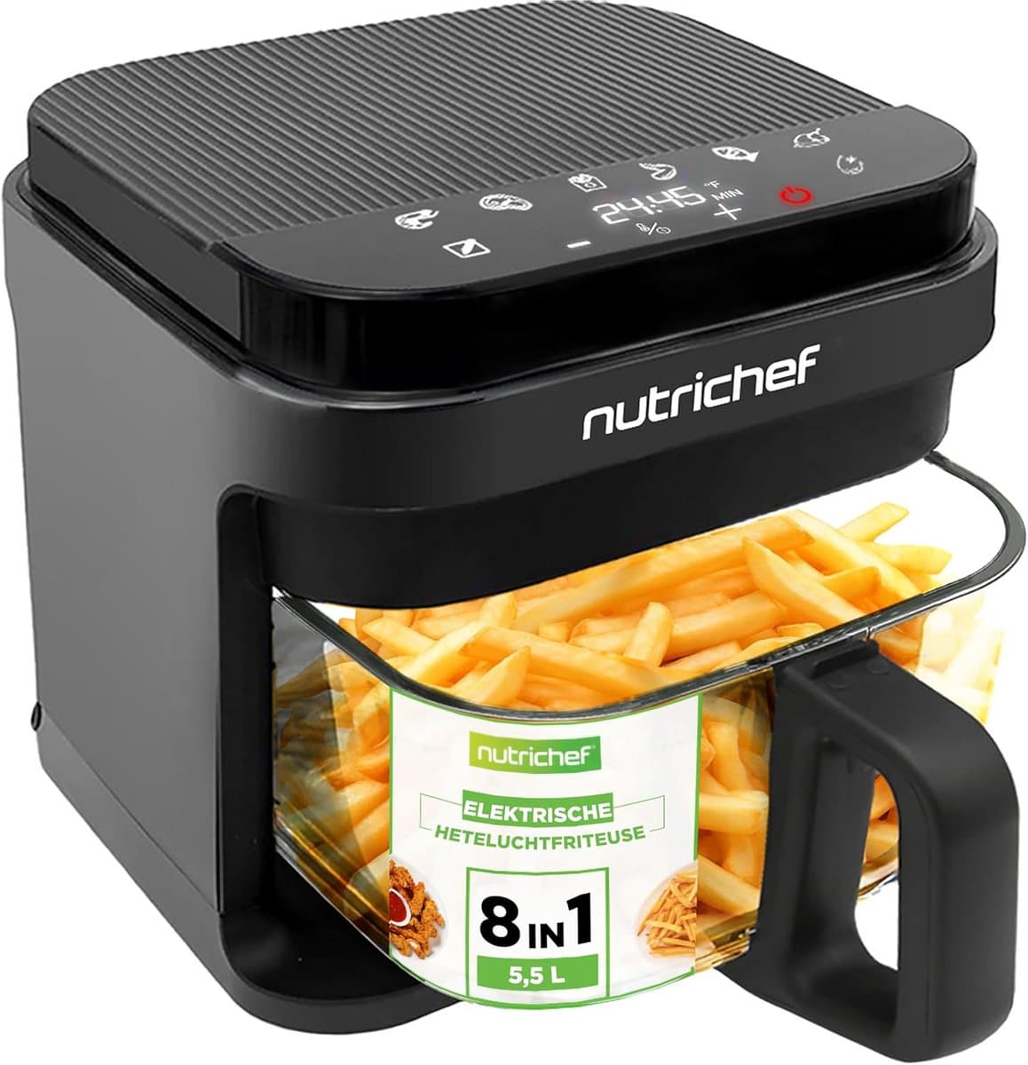 5.8 Quart Air Fryer met 8 Voorgeprogrammeerde Kookstanden en Transparante Frituurmand — afbeelding 1