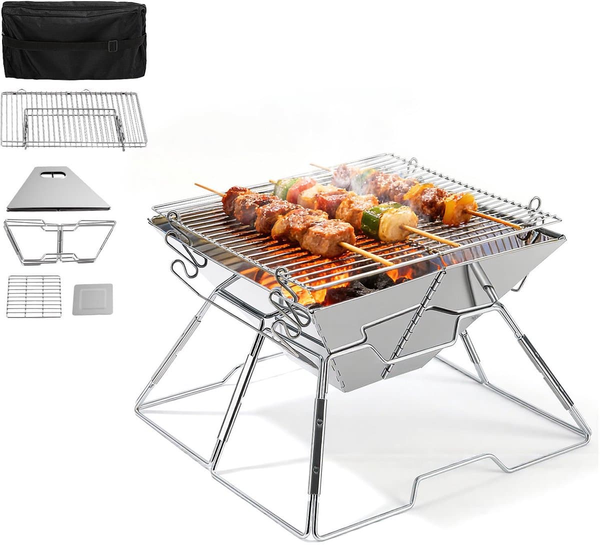 Draagbare Camping Barbecue – Opvouwbare Houtskool BBQ voor Tuin, Balkon en Picknick — afbeelding 1