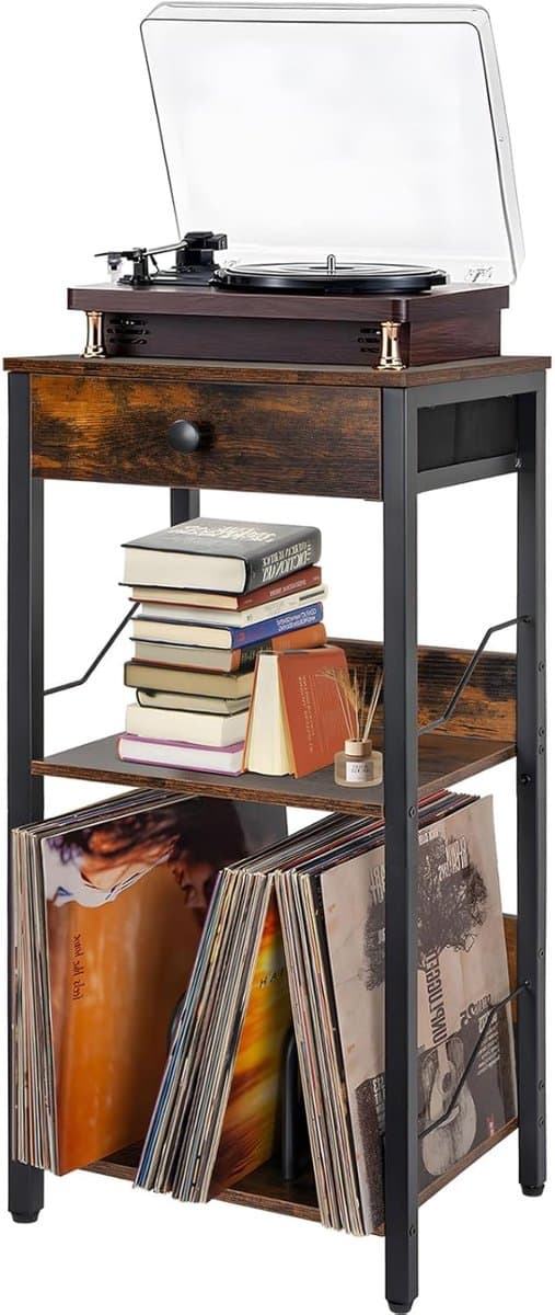 DnA® LP Opbergsysteem - Lp kast - Platenspeler Kast - Platenspeler Meubel - Vinyl Kast - Zwart - 30cm x 40cm x 75cm — afbeelding 1