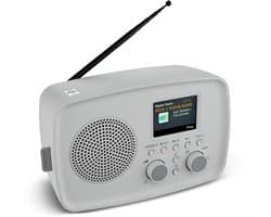 MEDION DAB+ radio met Bluetooth DRE-1 (DAB Plus, FM-radio, druppelbescherming, telescoopantenne, wekker, sluimerfunctie, instelbare display-dimmer, ASA-noodwaarschuwingssysteem), grijs
