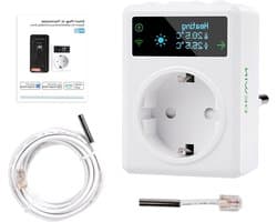 Slimme Wifi Stekker - Temperatuurregelaar - Verwarming Koeling - App Bediening - 16A - Wit