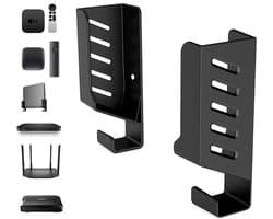 Store_9 - Universele wandhouder - Multifunctioneel rek - Zwart - Voor tv-box en router - Geschikt voor apparaten tot 4 cm dik