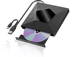 Externe Blu-ray Schijf - Optische Drive - Films en Data - USB 3.0 Type-C - Draagbaar Ontwerp - Zwart