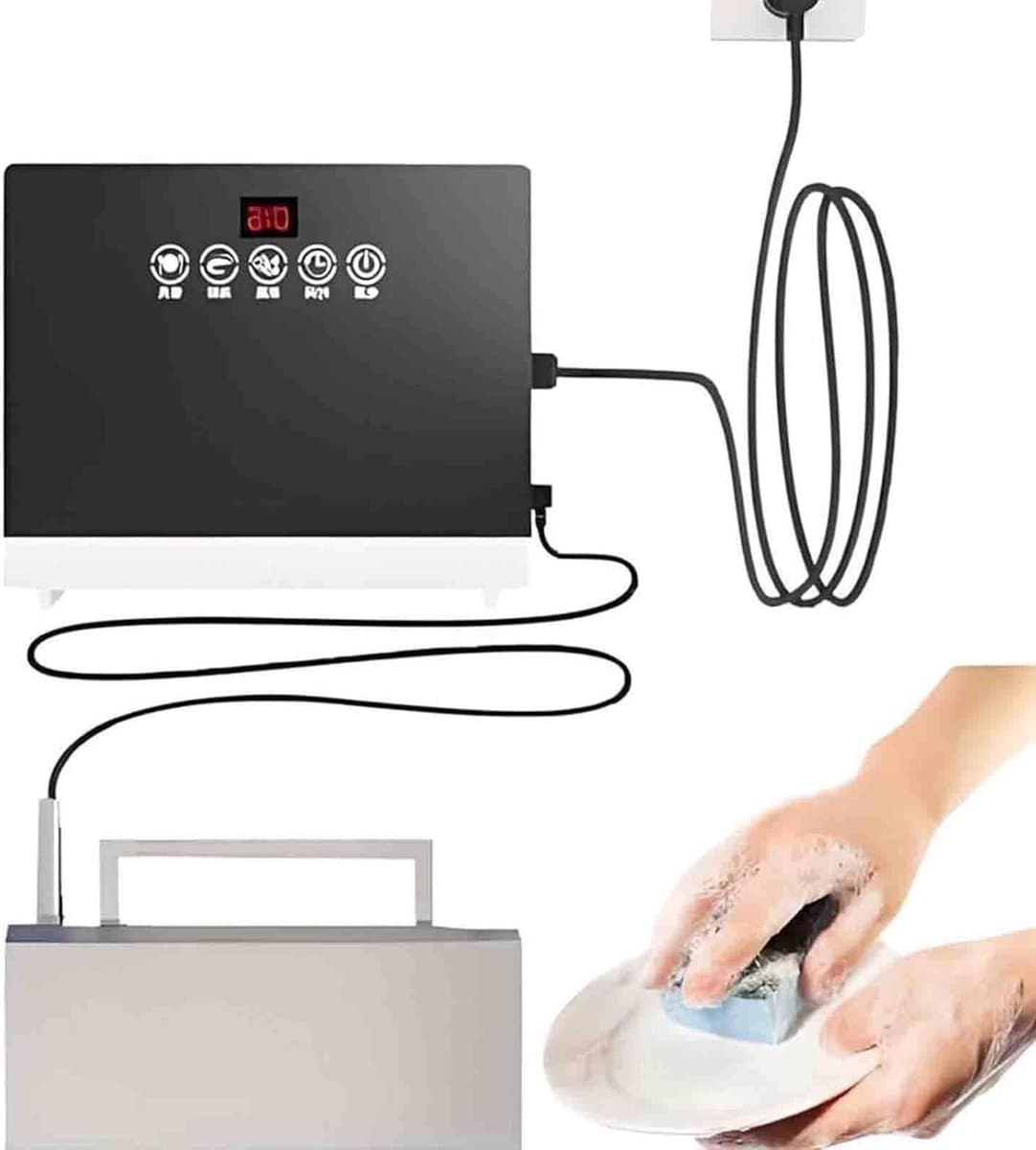 Draagbare Vaatwasser - Huishoudelijke Afwasmachine - Vaat Groenten Wassen - Touchscreen Bediening - Compact Formaat - Zilver — afbeelding 1