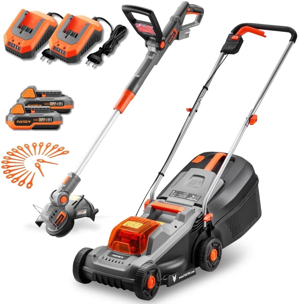 FUXTEC 20V oplaadbare tuinset FX-E1RM20ECO-SET & FX-E1RT20-SET | oplaadbare grasmaaier en grastrimmer | verwisselbare accu | 30 cm maaier — afbeelding 1