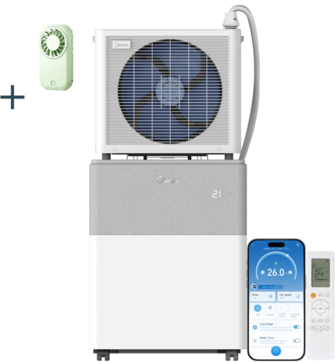 Midea PortaSplit Mobiele Split Airco - 12.000 BTU - Incl. Evolar Oplaadbare Handventilator - Koelen & Verwarmen - Met Wifi — afbeelding 1