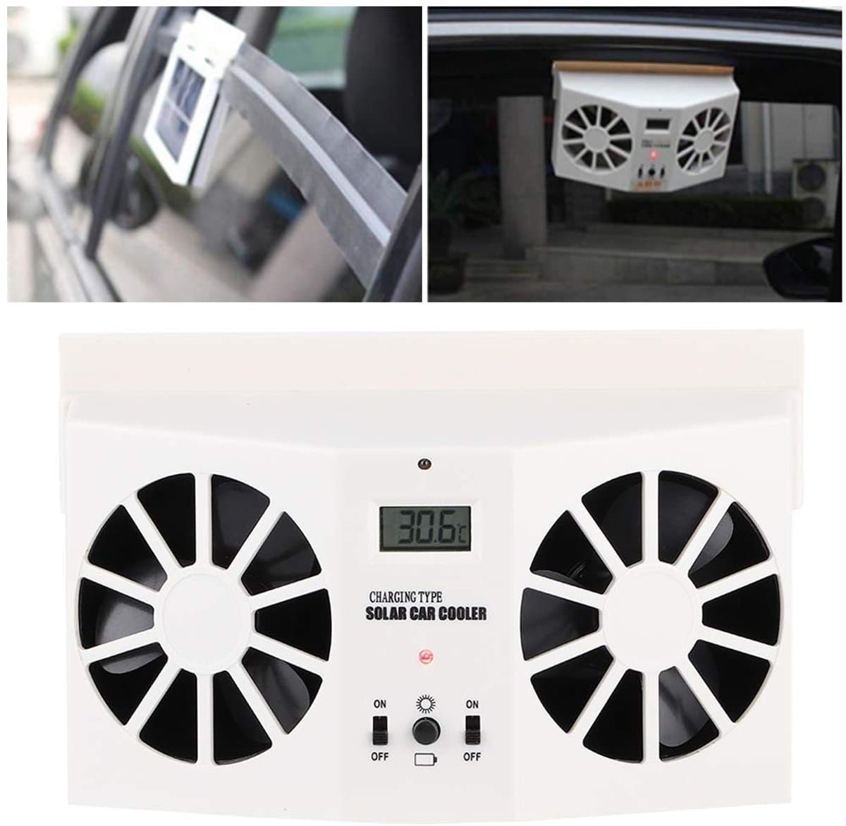 Dailygoods - Dailygoody - Solar Car Cooler - Ventilator - Draagbaar - Wit - Luchtreiniger - Zonne-energie - Geschikt voor auto - Wit — afbeelding 1