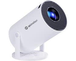 Minolux® Mini Beamer-NEW model 2026 – Smart Projector met Netflix, YouTube, Disney+, Appstore. – WiFi, Bluetooth, Screen Mirroring – Home Cinema - 4k - Beamer - Inclusief Hdmi kabel & speaker - IOS & Android - Wit
