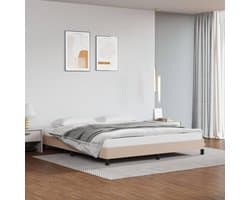 Bedframe cappuccino-bruin, 180 x 200 cm, kunstleer, bedframe voor slaapkamer, familiebed, logeerkamer, hotelbedframe voor slaapkamer, hotel, logeerkamer