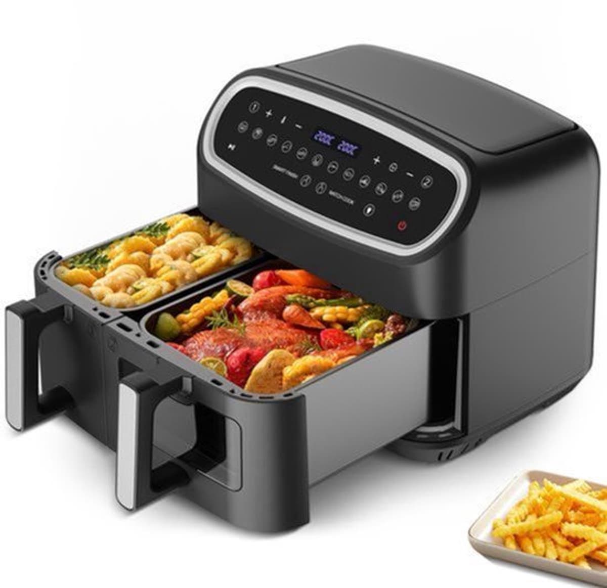 Heteluchtfriteuse Dubbele Zone - 10 Liter Capaciteit - 2000 W Vermogen - Plastic Behuizing - Voor Gezond Koken — afbeelding 1