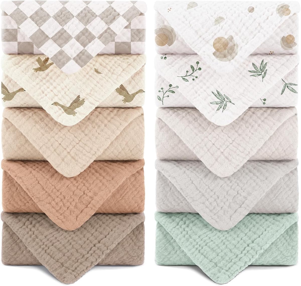 Muslin Spuugdoeken, 25x25 cm, 10 stuks — afbeelding 1