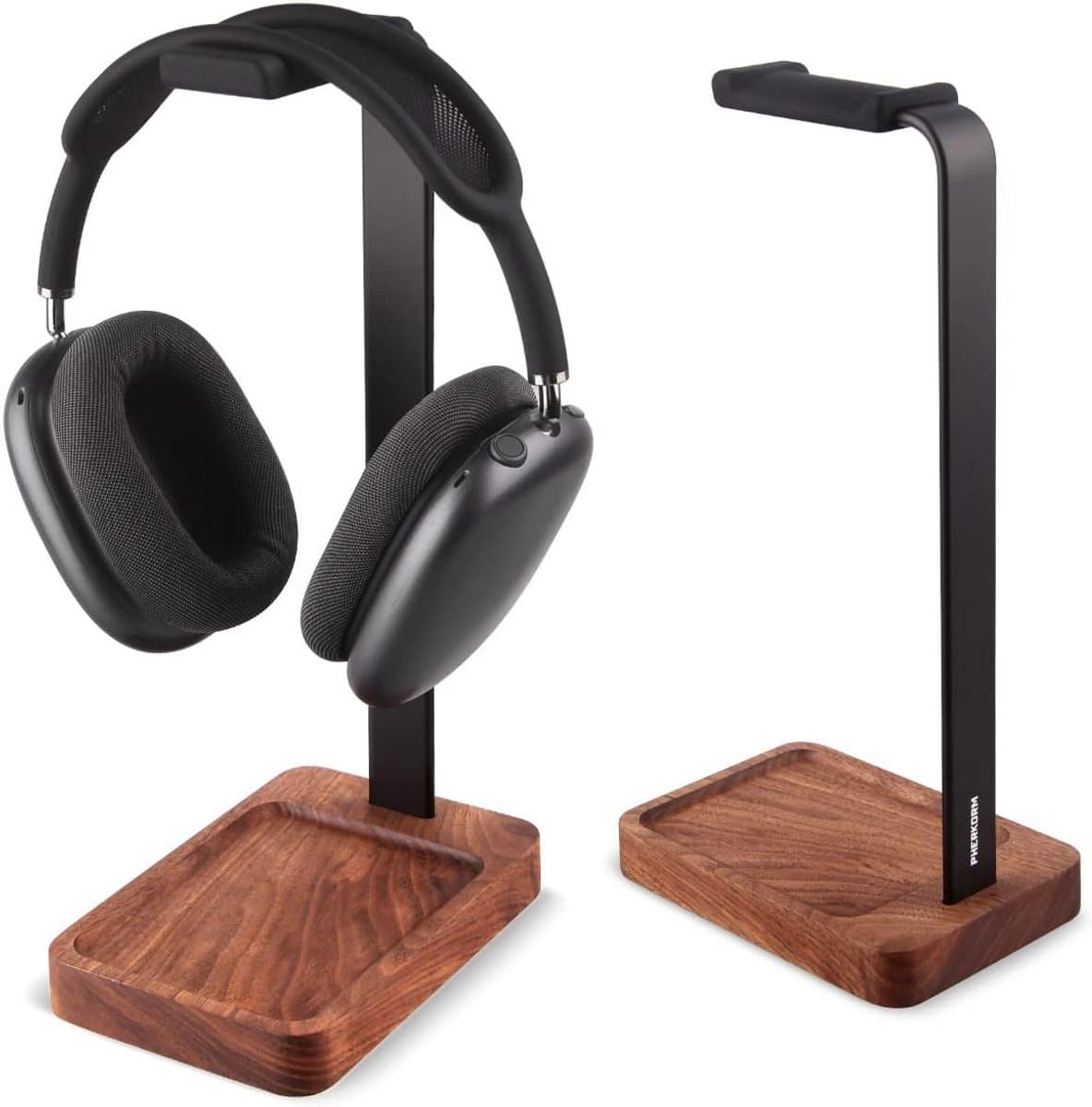 Hoofdtelefoon Houder van Walnoot Hout en Aluminium voor Desktop — afbeelding 1