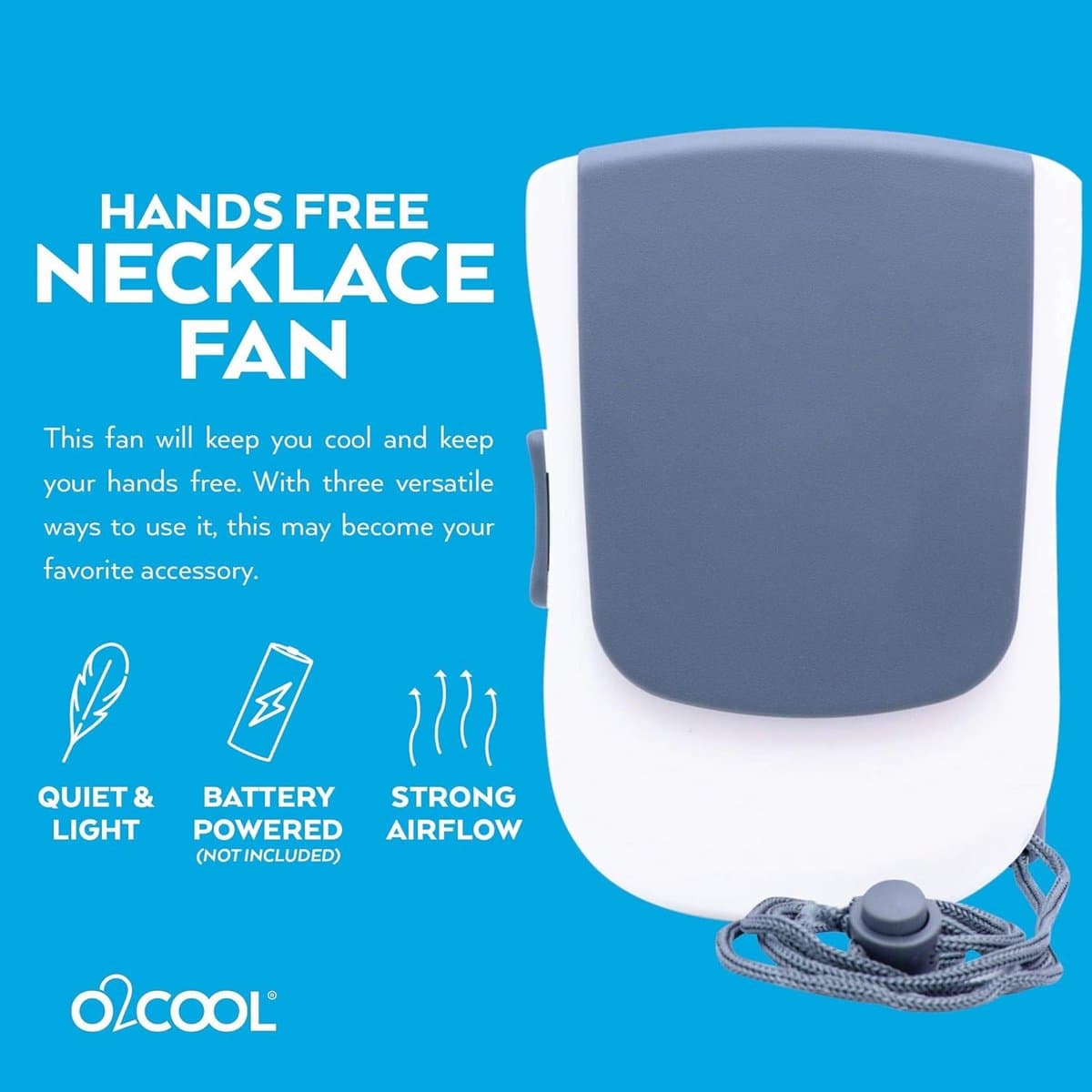 2x Draagbare Ketting Ventilator - Persoonlijke USB Oplaadbare Mini Ventilator met Clip & Standaard - Handenvrij Nekventialtor Grijs — afbeelding 1