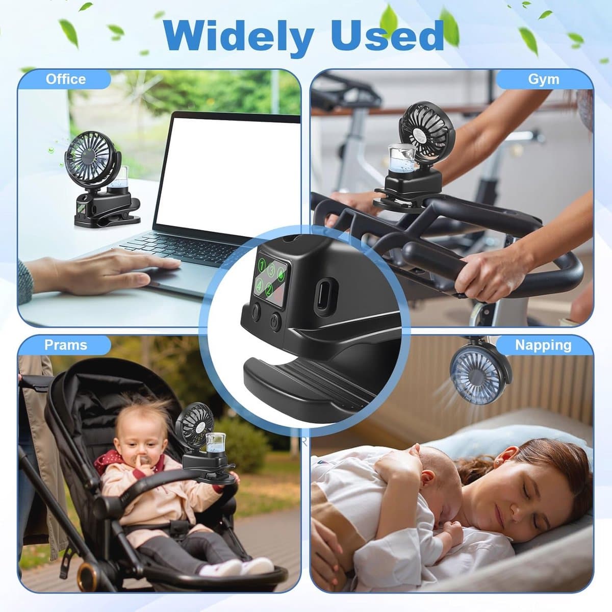 Mini-ventilator met Clip, 4 Snelheden, USB Oplaadbare Tafelventilator voor Thuis en Kantoor — afbeelding 1
