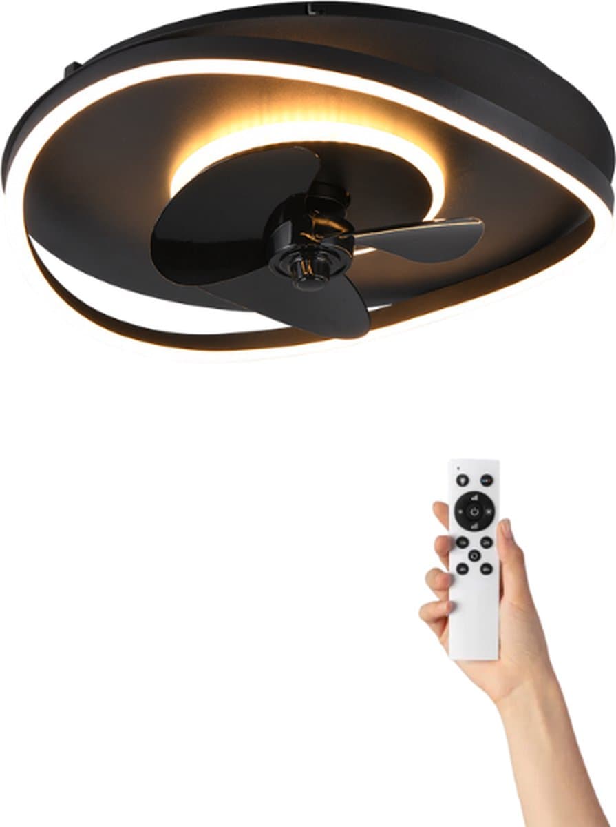 Plafondventilator Sofia met verlichting - Ø50cm - 3 snelheden - Afstandsbediening - Zwart — afbeelding 1