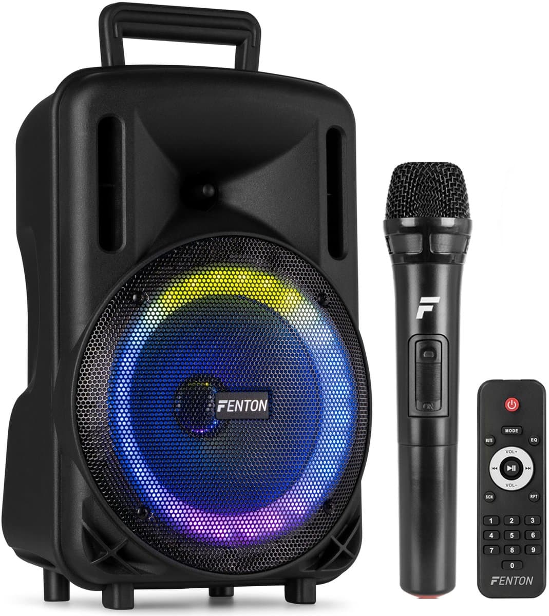 Speaker Bluetooth - Fenton FT08LED MK2 karaoke box met LED’s, accu en microfoon - Voor huisfeestjes — afbeelding 1