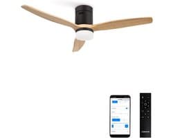 Plafondventilator met verlichting 132 cm, stille DC motor, 6 snelheden, timer en zomer-winterfunctie voor slaapkamer