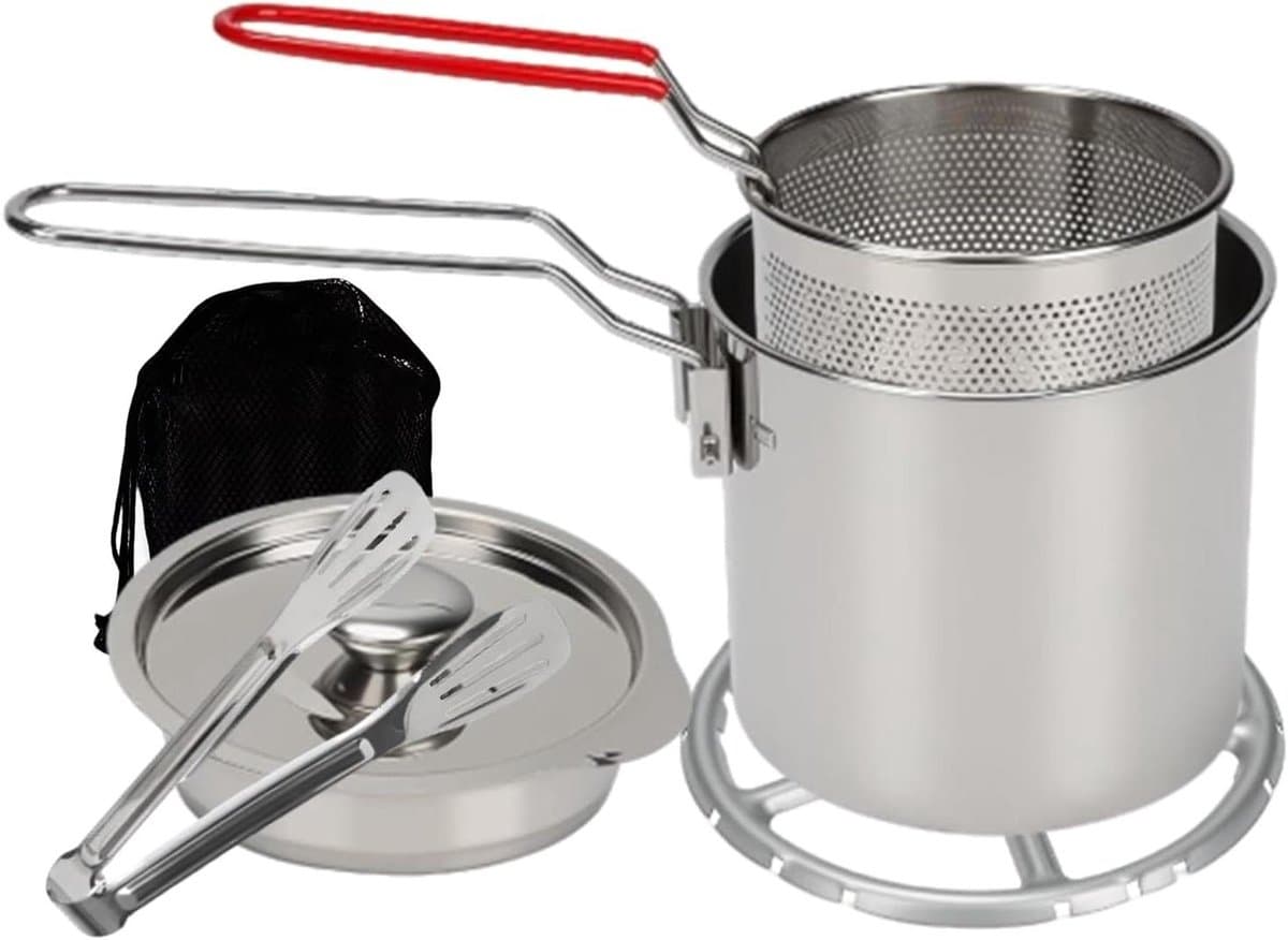 Werkbladfriteuse - Kleine frituurpan - Thuis koken - Spatwaterdicht frituren - 12 liter inhoud - Zilverkleurig — afbeelding 1