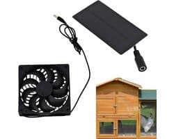 Zonneventilator - Ventilatie-unit - Luchtcirculatie Verbeteren - Energiezuinig Werken - 35x14x35 cm - Zwart