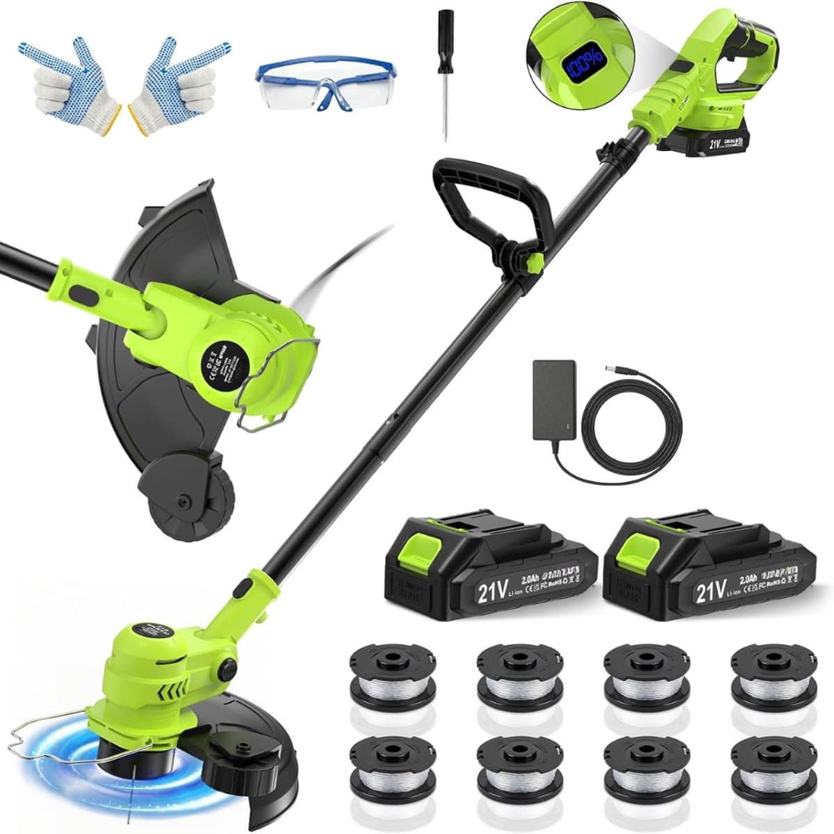 ApexArte® Grasmaaier Elektrisch - Grastrimmers met Accu - Geelgroen — afbeelding 1