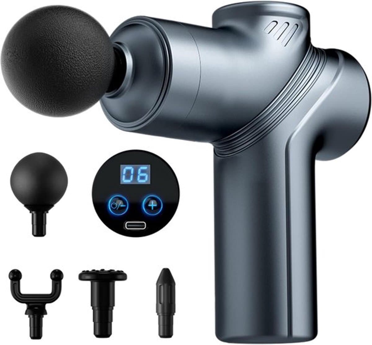 Diepweefselmassagepistool, draagbaar massagepistool met 4 verwisselbare koppen voor diepe spierverlichting en ontspanning — afbeelding 1