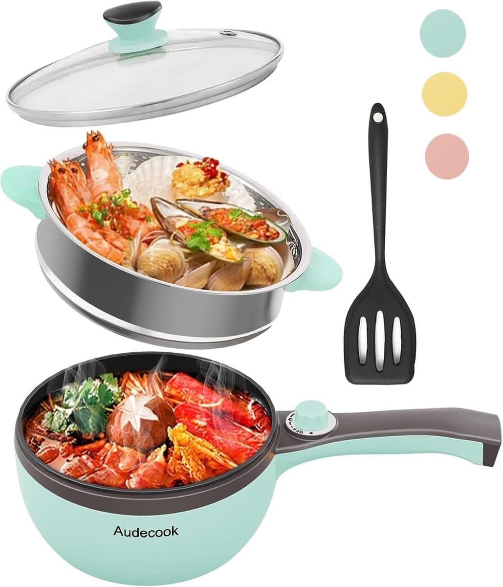 Multicooker - Groen - 1,5 L met stoompan - Elektrische antiaanbak braadpan - Voor Gezond en Snel Koken — afbeelding 1