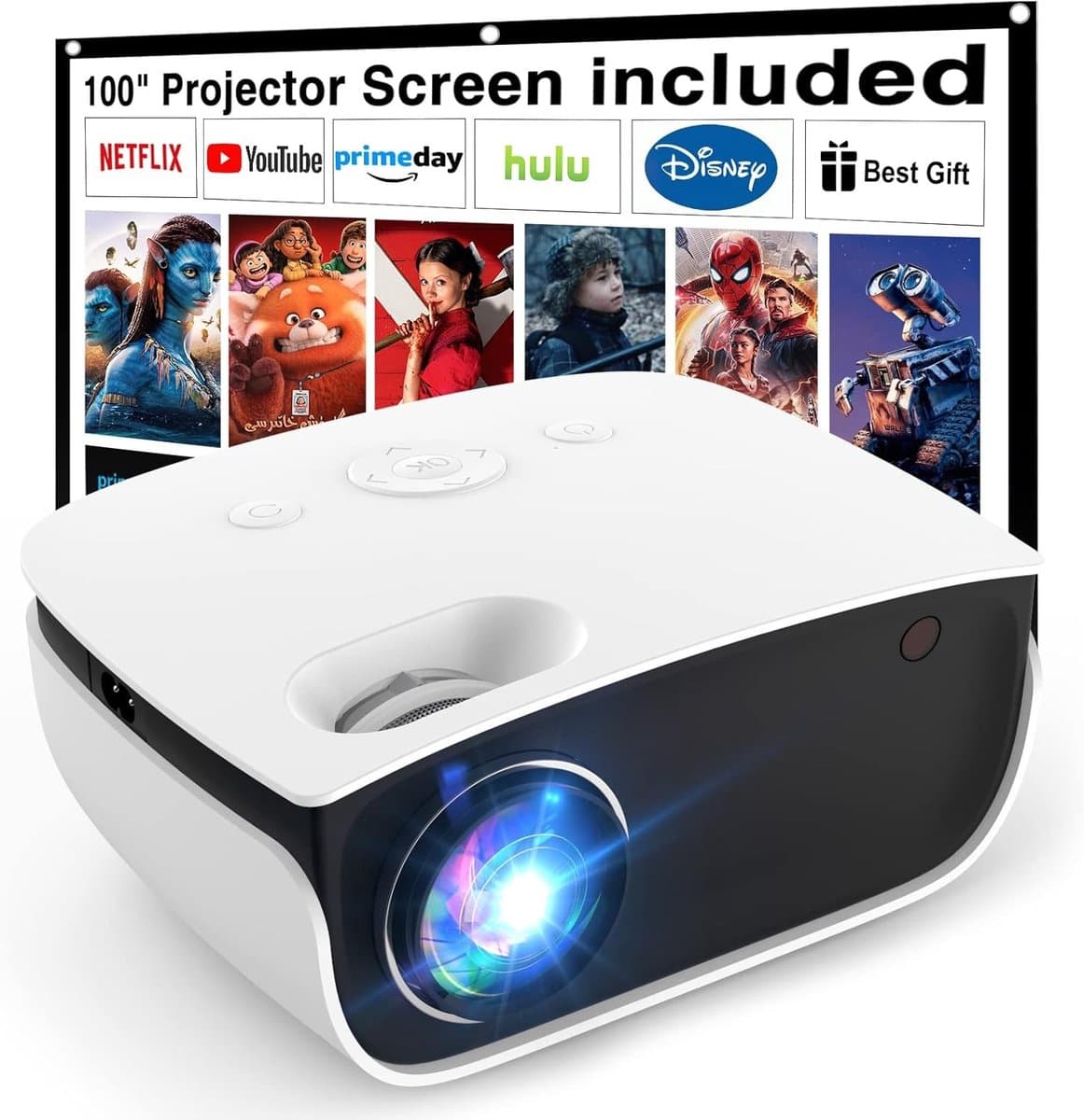 Mini-beamer - Draagbare projector - 7500 lumen helderheid - Ondersteunt 1080p Full HD - Voor Filmavonden — afbeelding 1