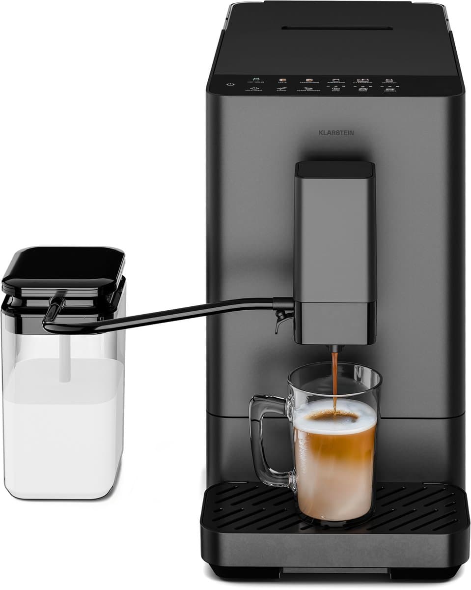 Klarstein Koffiemachine Velaire Bean to Cup - helemaal automatisch - 20 bar, LED-touchscreen, roestvrijstalen molen, melktank, espresso met één druk op de knop, cappuccino, zelfreinigend, 1,5 liter - 1350W - voor Keuken - RVS — afbeelding 1