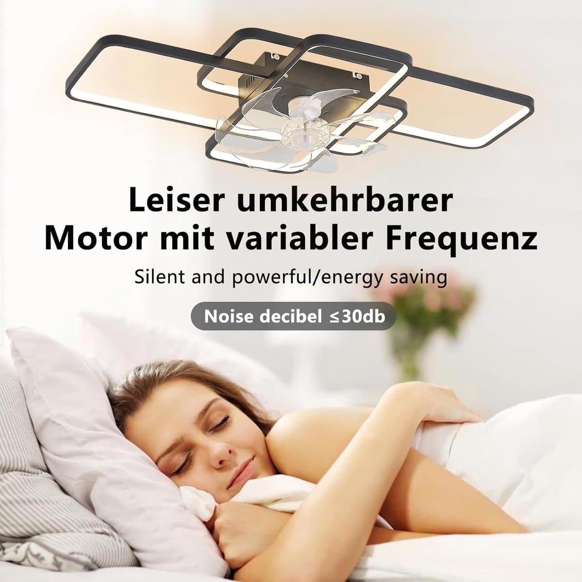 Stille Plafondventilator met LED Verlichting en Afstandsbediening - Dimbaar met 6 Windsnelheden — afbeelding 1