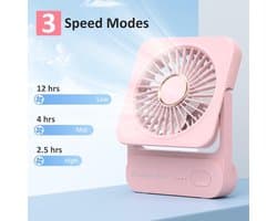 Draagbare Mini Ventilator met Stille Motor, 3 Snelheden en Verstelbare Hoek voor Kantoor en Thuis