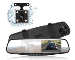 Dash Cam Spiegelcamera 1080P Full HD Voor en Achter met Dual Lens en Bewegingsdetectie