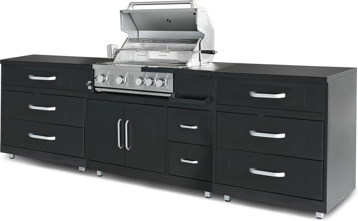 Oviala - 3-delige buitenkeuken met zwarte barbecue - Memphis — afbeelding 1