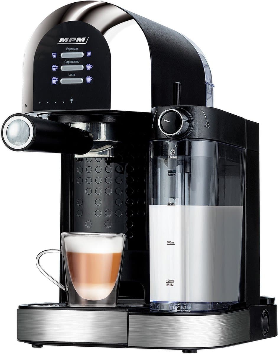 MPM - Espressomachine / Koffiemachine met Ingebouwde Melkopschuimer - 6 soorten Koffie - Pistonmachine / Koffiemachine 15 Bar / 1470W — afbeelding 1