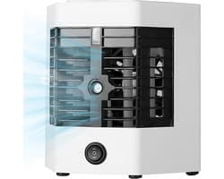 Mini Aircooler – 5-in-1 Luchtkoeler met Bevochtiger & Timer – USB Ventilator – 375ml – Draagbaar – voor Bureau & Slaapkamer