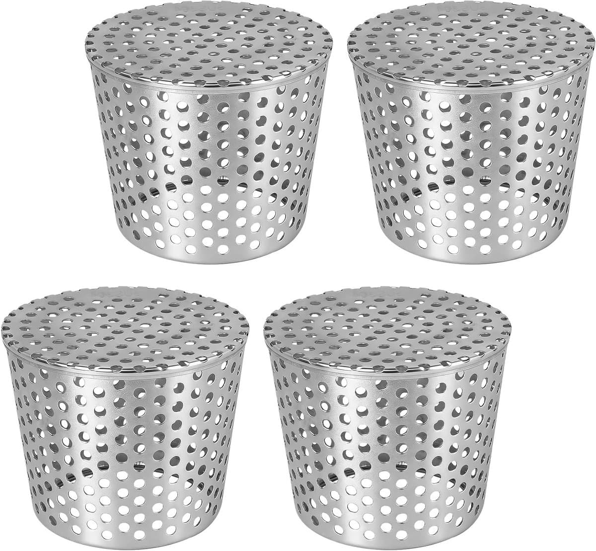 Set van 4 RVS Afvoerbuizen Beschermers 90-110 mm - Bladfilter voor Buiten, Terras en Plat Dak — afbeelding 1