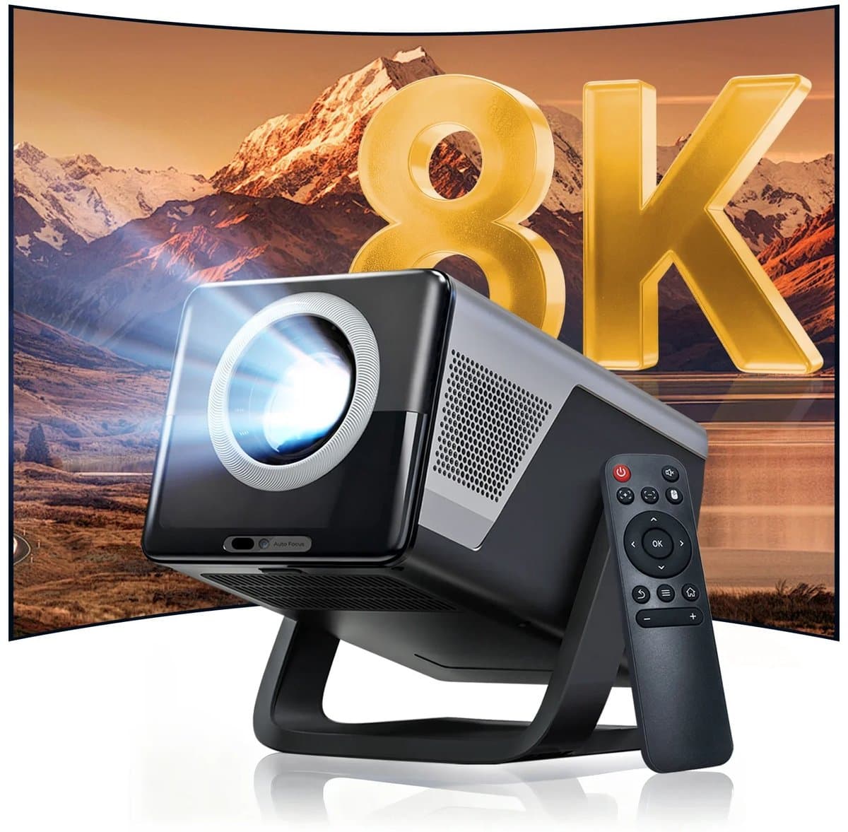 Allero Mini Beamer - AI Smart Projector - 1000 ANSI - 8K - Automatische Focus - Thuisbioscoop - 1080P - Beamer - Projectiescherm — afbeelding 1