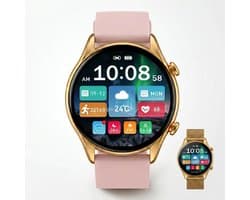 Zyon Wear Elira Smartwatch Dames - Goud - HD Touch Scherm - Bluetooth Bellen - Inclusief 2 Bandjes - Hartslagmeter - Sport - Android & iOS