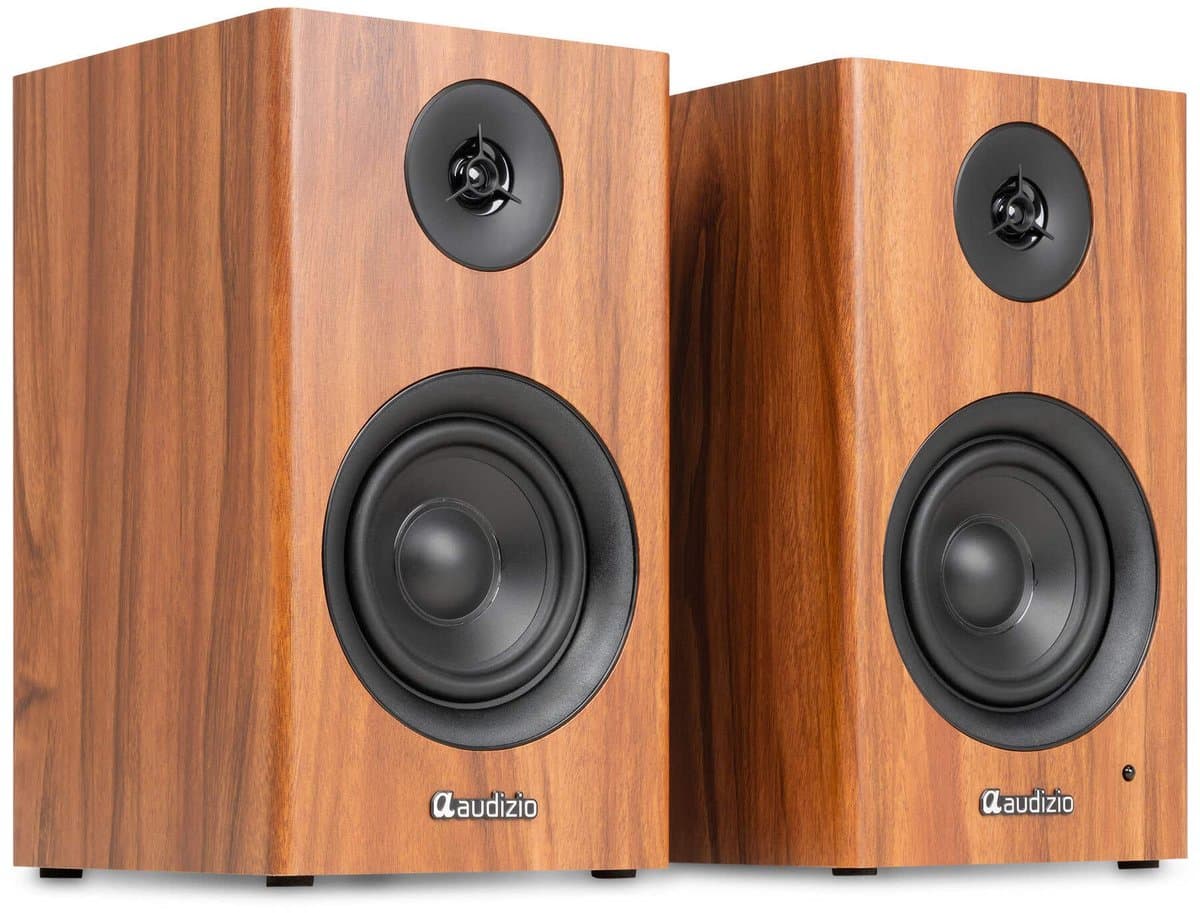 Boekenplank speakers - Audizio BS15 - Actieve speakerset met Bluetooth - HiFi speakers - 60W - Houtlook — afbeelding 1