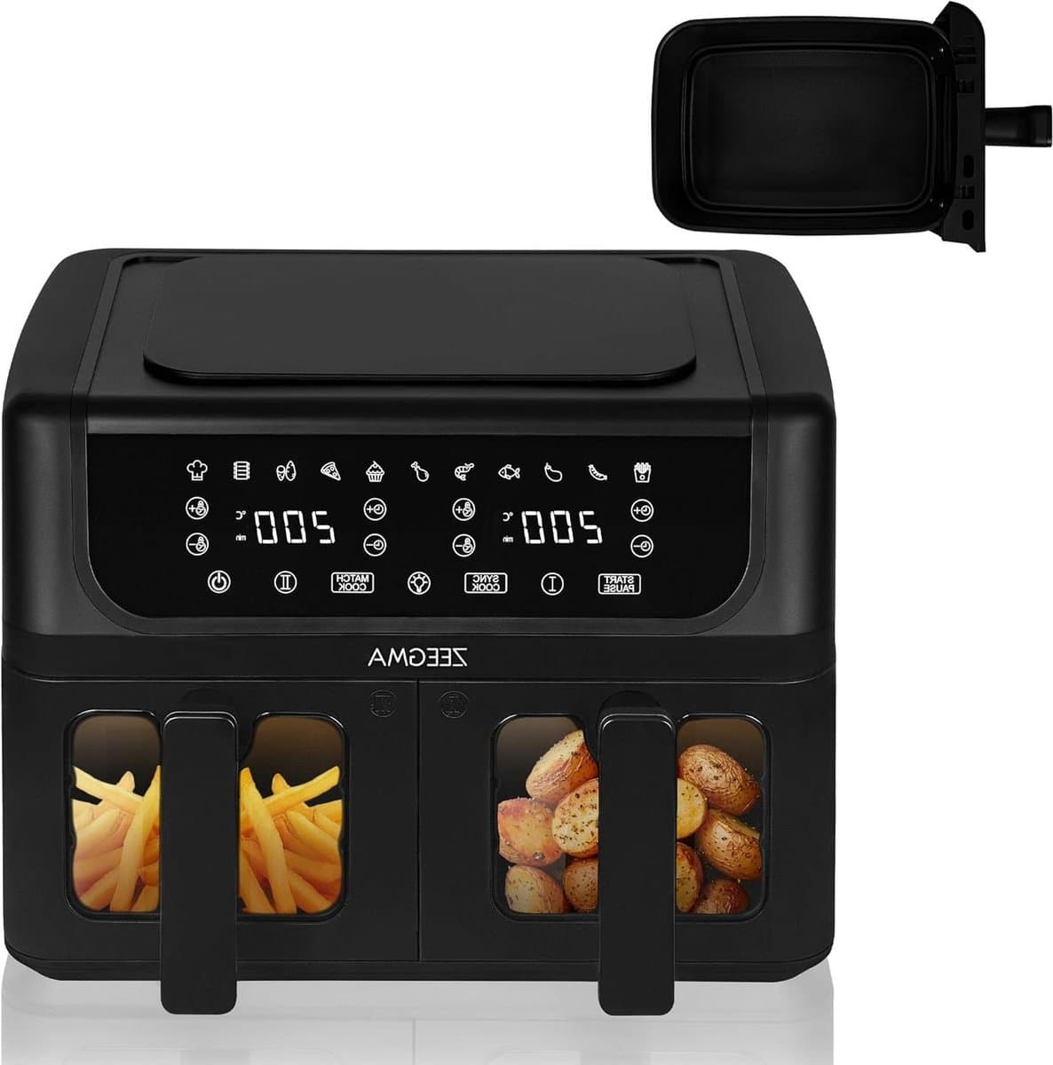 Heteluchtfriteuse - Airfryer - Gezond Koken - Dubbele Lades - 9 Liter - Zwart — afbeelding 1