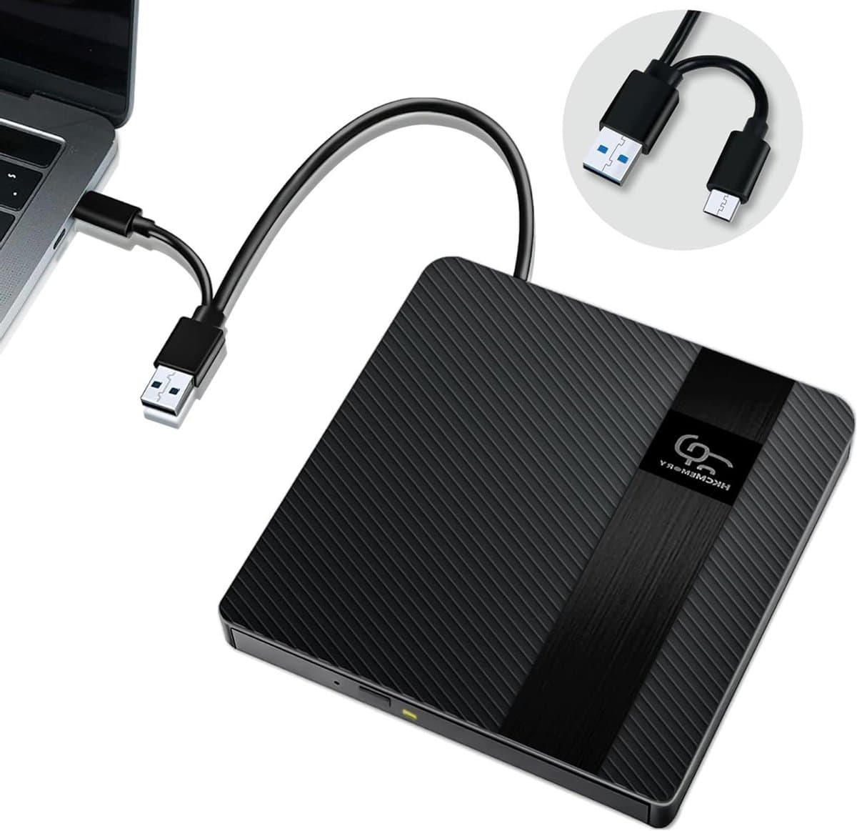 Externe CD/DVD Drive - Dvd Brander Lezer - Bestanden Backuppen - Plug & Play - Slim Draagbaar - Zwart — afbeelding 1