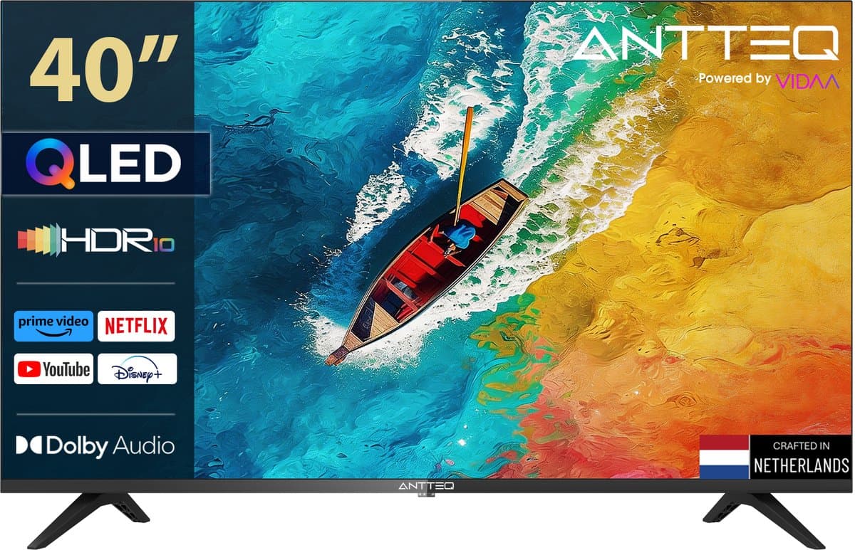 ANTTEQ AV40F5Q-Q1 - Smart TV 40 Inch (101 cm) - QLED 2K Full HD - VIDAA OS - Voice Control - Netflix, YouTube - Triple Tuner - Model 2026 — afbeelding 1