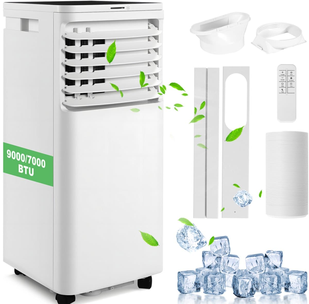 Glitzerlife - Mobiele Airco - Mobiele Airconditioner Aircooler - 9000 BTU Koelvermogen - Met Afvoerslang en Afstandsbediening - ABS Airconditioner voor Slaapkamer en Woonkamer - Wit — afbeelding 1