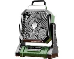 Deze oplaadbare, draagbare ventilator is compact en draagbaar, voorzien van een 5400mAh-batterij, 4 instelbare standen en een ingebouwd lampje. Hij is geschikt voor gebruik in winkels, slaapkamers, buiten, op het strand en op reis.