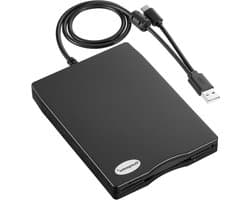 Externe Floppy Disk Lezer - USB Diskettestation - Oude Bestanden Lezen - Ultradun Ontwerp - 35 Inch - Zwart