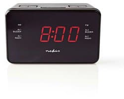 Nedis Wekkerradio - AM / FM - Tijdprojectie - Snoozefunctie - 2 Alarmen - Zwart
