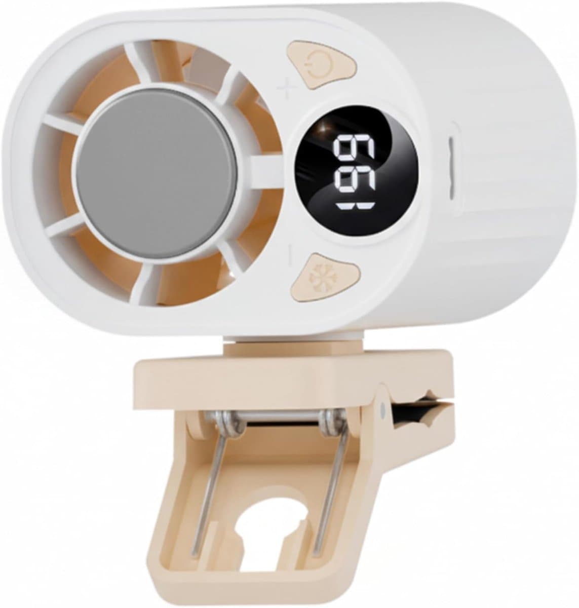 Draagbare airco voor auto, draagbare airco voor auto, clip-on ventilator met halfgeleiderkoeling - 199 snelheidsinstellingen, digitaal display, handsfree ventilator buiten, taille, rugzak — afbeelding 1