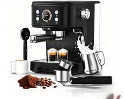 Volautomatische koffiemachines 2 in 1 huishoud koffiemaker - Capsule And Powder halfautomatische espressomachine - melkopschuimer- 20 bar druk- 1100W, voor cappuccino en latte macchiato thuis en kantoor